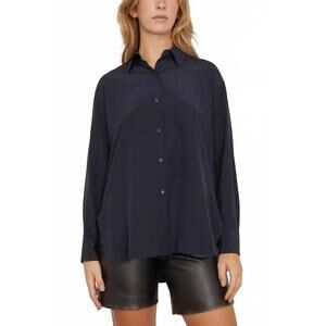 NEW NILI LOTAN julien shirt in dark navy